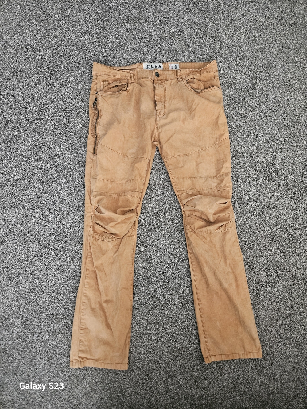 A.LAB Brown Utility Pants Mens 40x32 Straight Leg Workwear Zip Pocket